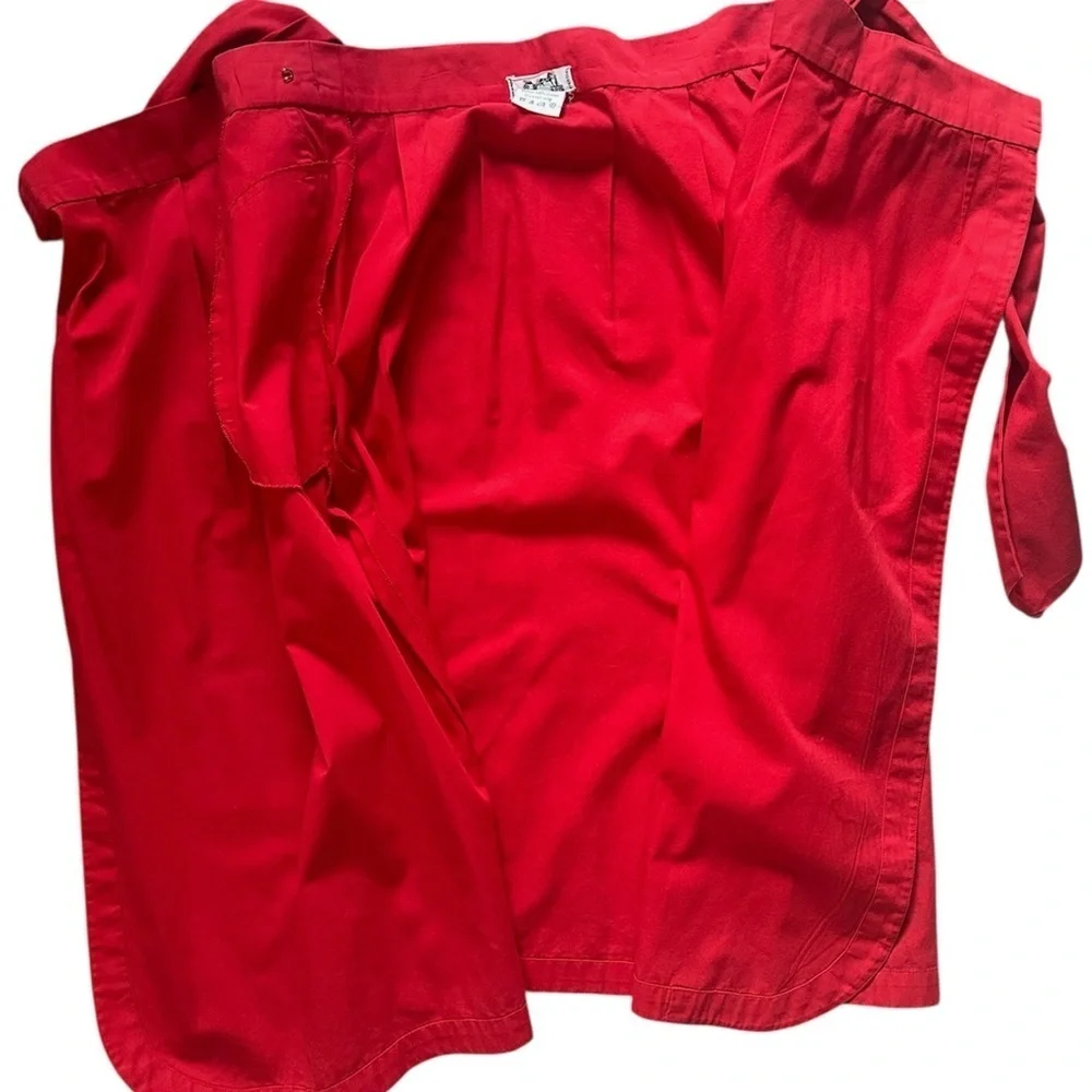 HERMES Red 100% Cotton Wrap Skirt with Pockets Size 42EU 6US
